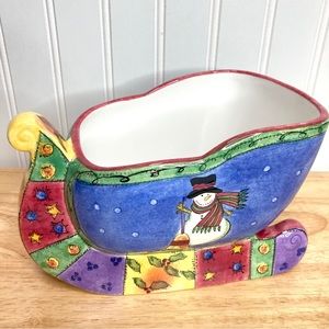 The Sweet Shop Christmas Sleigh Sango Zipkin 8" x 5" x 5" Planter Centerpiece